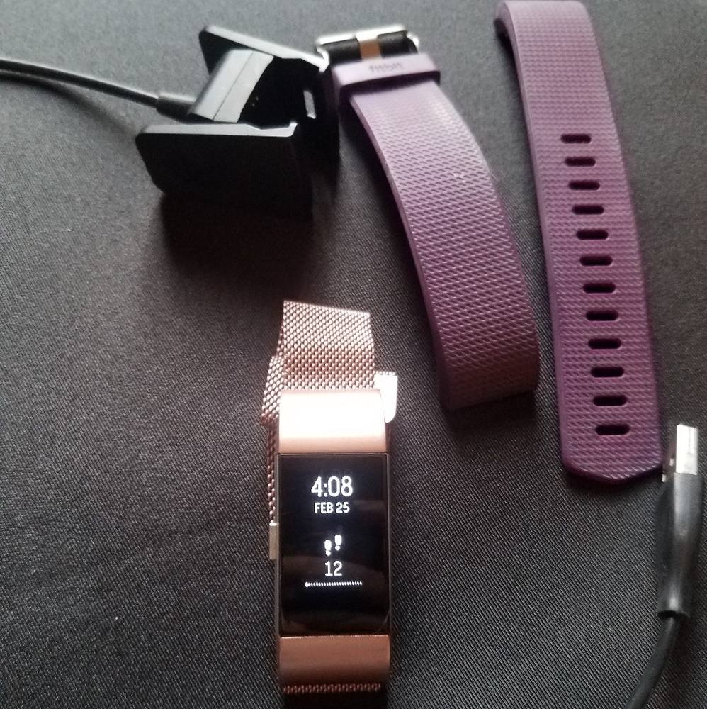 Fitbit Charge 2 Rose Gold Band and Purple